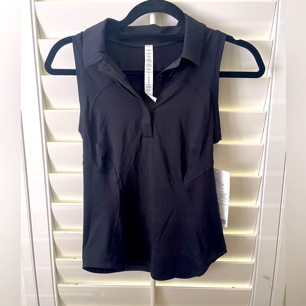 NWT Lululemon Quick-Dry Sleeveless Polo Shirt in Black sz 4